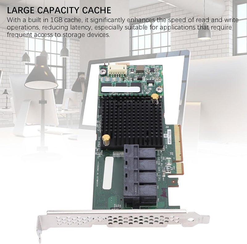 Zunate 71605 SAS RAID Controller Card 1GB Cache 6Gb / s PCIe X8 High Speed with 4-Port 8643 Expansion High Performance Array Card for Server Storage and Data Centers - Image 5