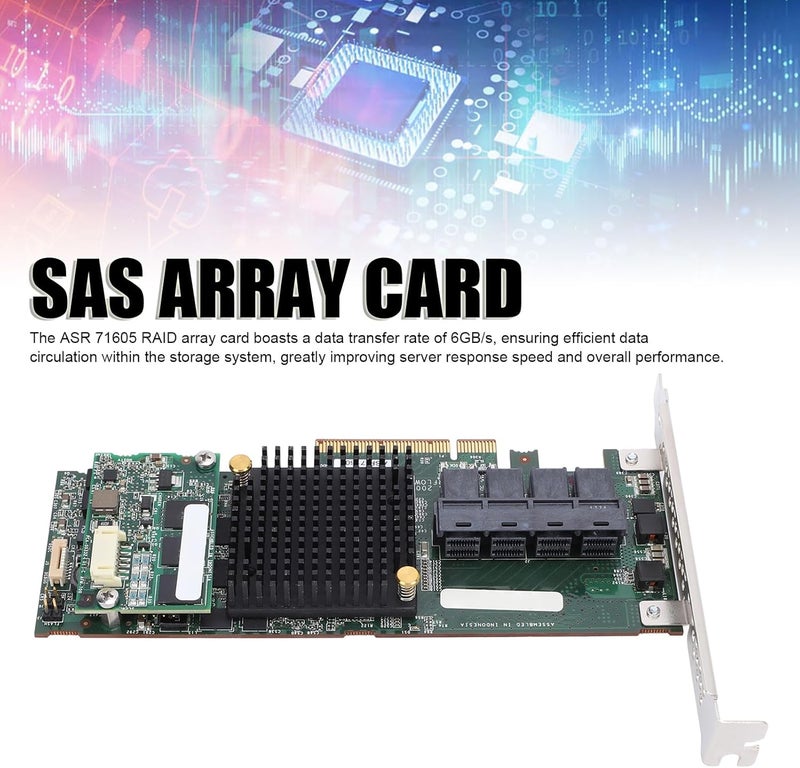 Zunate 71605 SAS RAID Controller Card 1GB Cache 6Gb / s PCIe X8 High Speed with 4-Port 8643 Expansion High Performance Array Card for Server Storage and Data Centers - Image 2