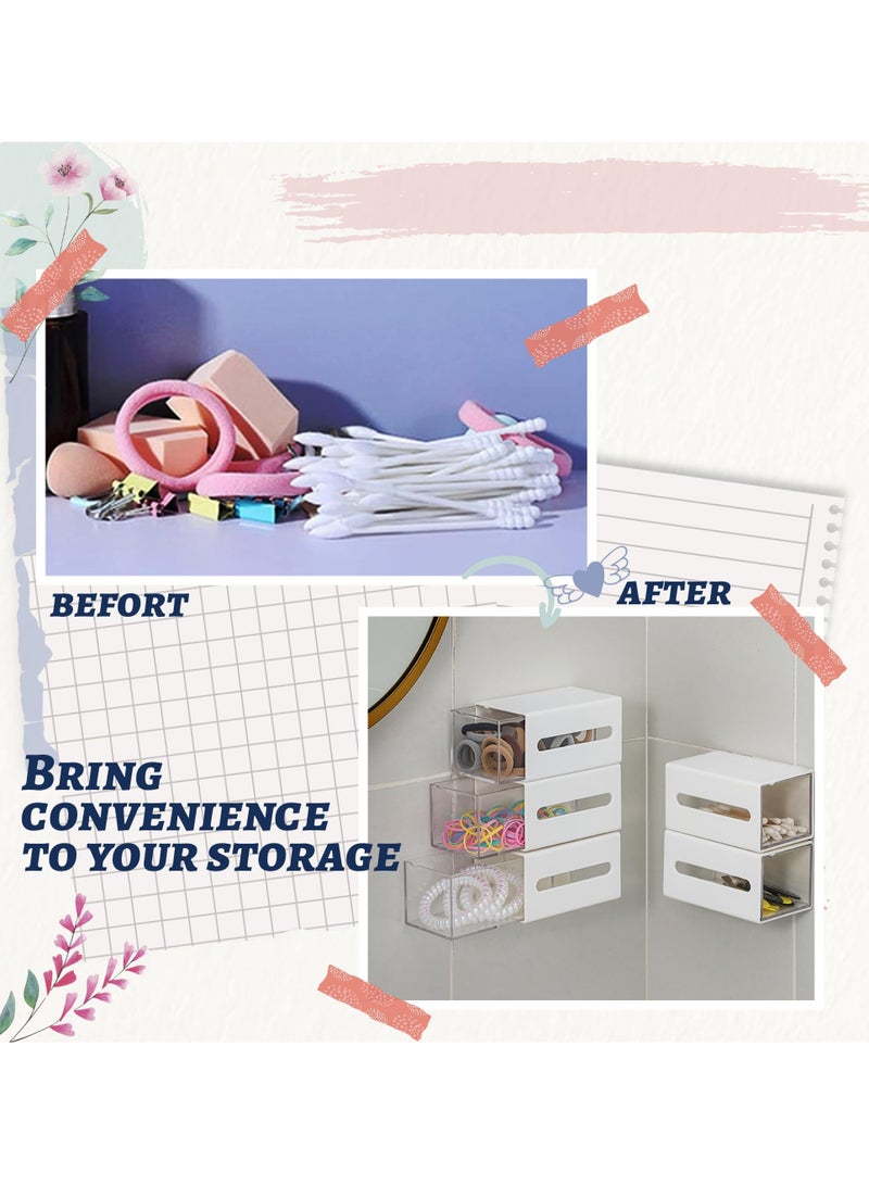 Excefore حامل كرات القطن، منظّم ملحقات الشعر القابل للتكديس، منظمات كرات القطن المعلقة على الحائط، خزانات الحمام للتخزين للخيط، دبوس الشعر، رباط مطاطي، مشبك (مجموعة من 3) - Image 3