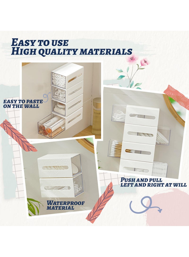 Excefore حامل كرات القطن، منظّم ملحقات الشعر القابل للتكديس، منظمات كرات القطن المعلقة على الحائط، خزانات الحمام للتخزين للخيط، دبوس الشعر، رباط مطاطي، مشبك (مجموعة من 3) - Image 5