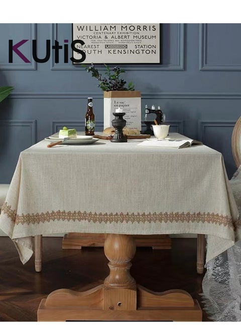 Cotton Linen Table Runner Printed Tassel for Dining and Coffee Table 180 x 140 cm