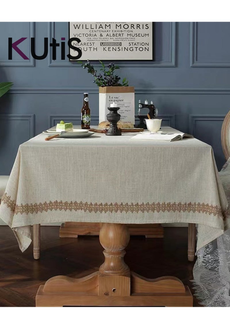 Kutis - Cotton Linen Table Runner Printed Tassel for Dining and Coffee Table 180 x 140 cm - Image 1
