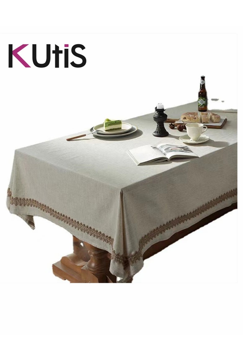 Kutis - Cotton Linen Table Runner Printed Tassel for Dining and Coffee Table 180 x 140 cm - Image 1