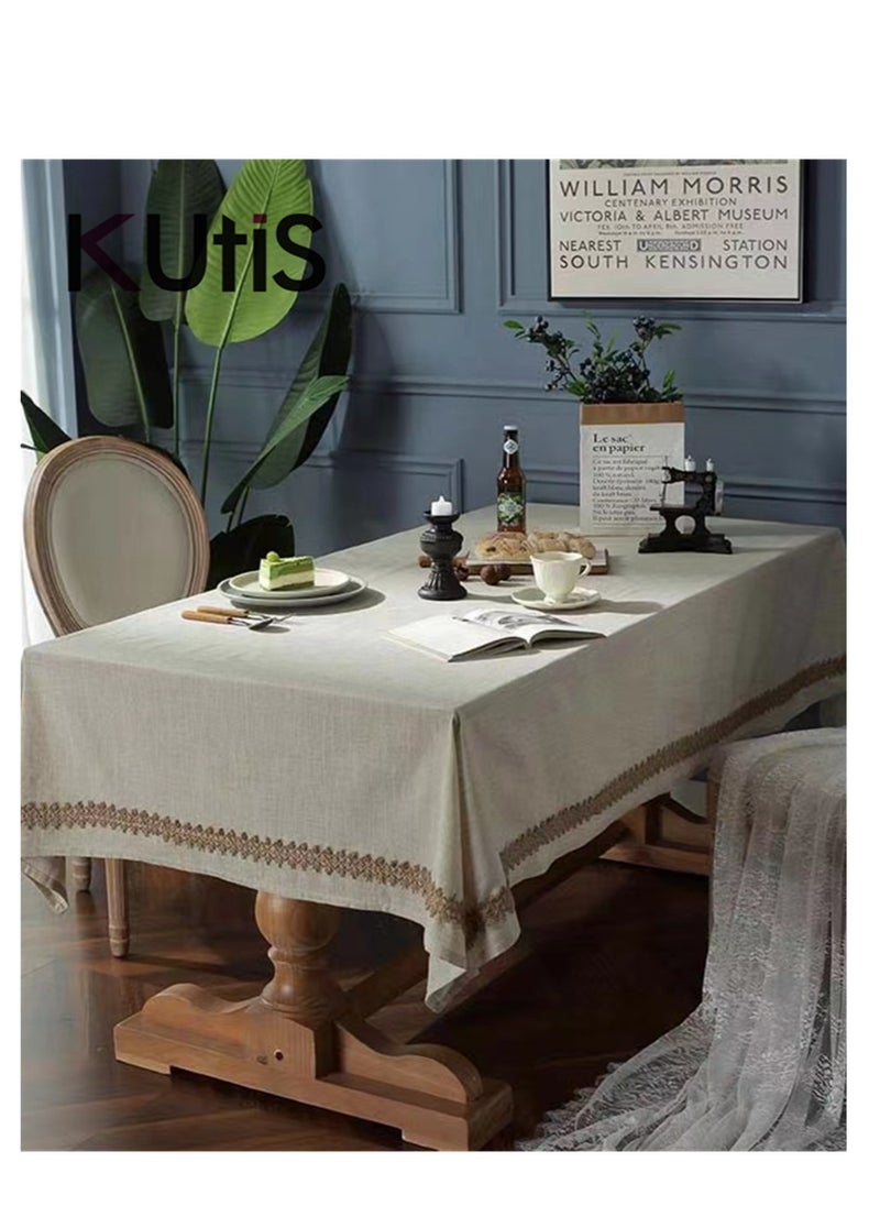 Kutis - Cotton Linen Table Runner Printed Tassel for Dining and Coffee Table 180 x 140 cm - Image 1