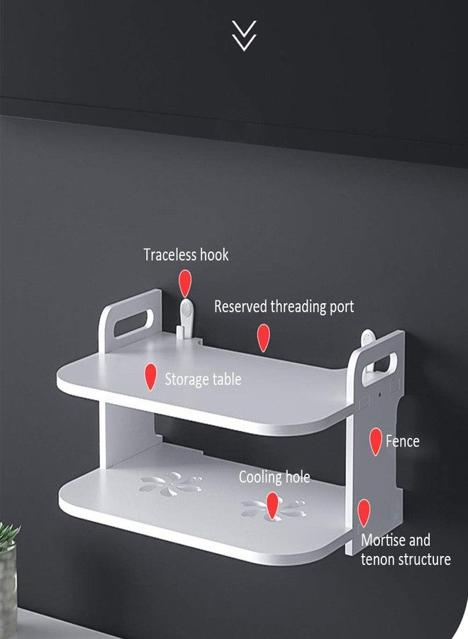 Denpetec Floating Shelf for TV Components,TV Box Shelf Thick DVD Player, Wall Hanging Shelf Punching-Free Storage Rack Floating Shelf for Set-Top Box Router Game Consoles for Home - Image 3