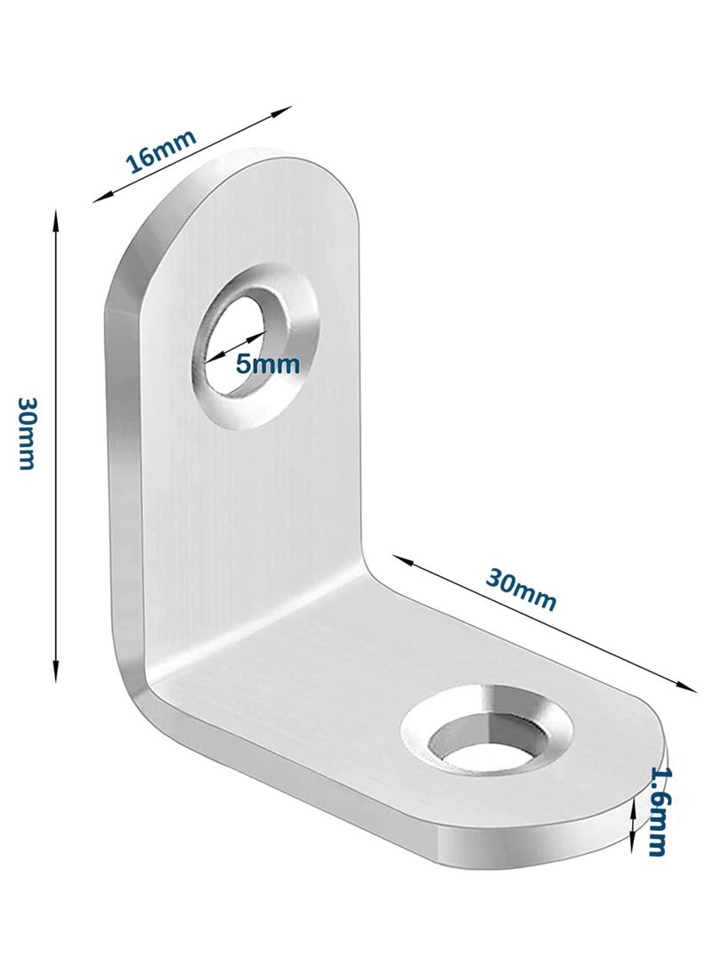 Rubik Corner Brace L Shaped Bracket, Stainless Steel Corner Code Decorative Joint Right Angle Bracket for Shelf Supports Fixing Wood Furniture Chair Table Cabinet Bed with Screws (30x30x16mm)  - Image 2