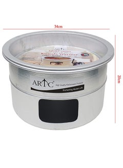 ARTC ARTC Portable Kunafa Warming Stand - Arabic Turkish Sweet Kunafa Dish - Cooking and Serving Dishes with a Diameter of 34 cm - Silver Aluminum Kunafa Heater  - Image 2
