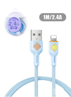 REMAX iPhone Lightning Charger Cable 1m/2.4A with indicator light, Light Up Charging and Synchronization Cable, Fast Charging Power for iPhone, iPad and iPod MFi Certified USB-A Cable (Blue)