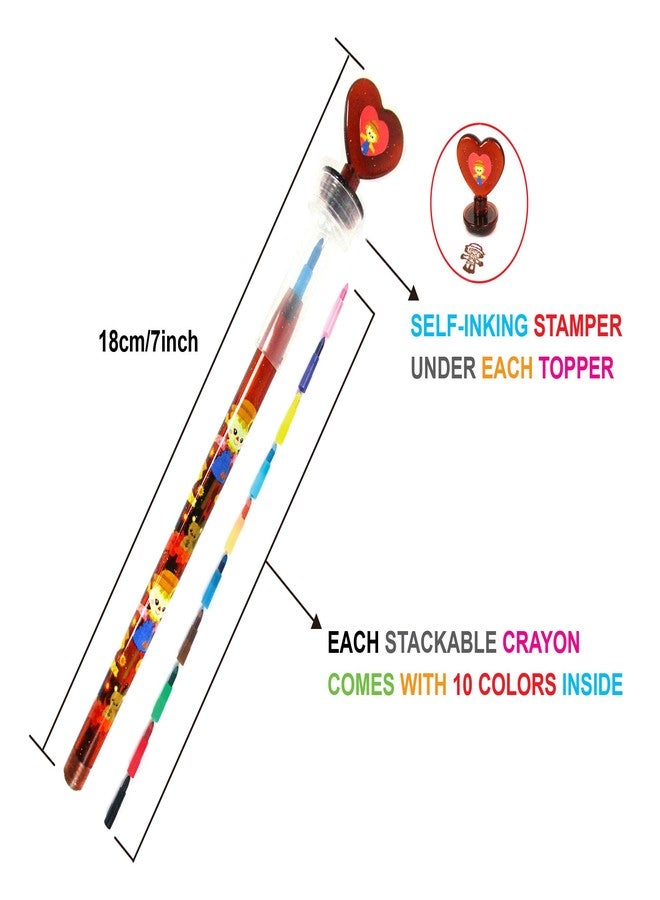 TINYMILLS 24 Pcs Fall Harvest Thanksgiving 2 in 1 Stackable Stacking Crayon with Extra Stamper Topper, Kids Party Favors, Goodie Bag Stuffers, Classroom Rewards, Prizes - Image 5