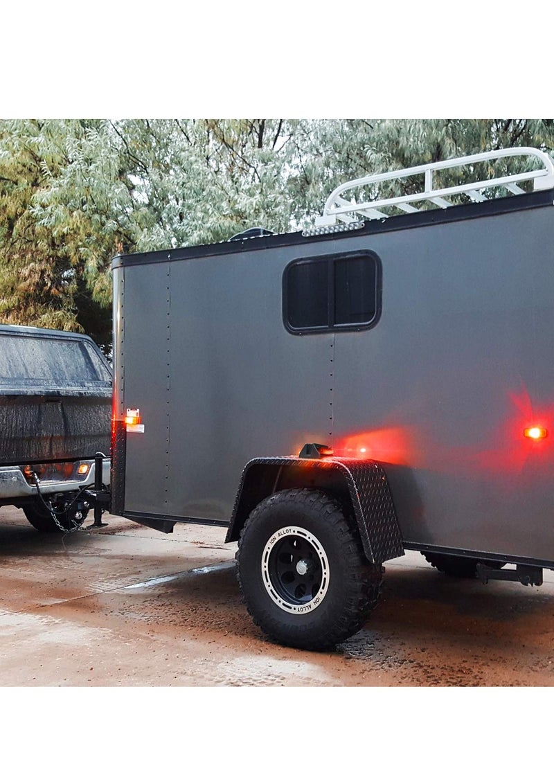 2PCS Dual Face LED Trailer Fender Lights Amber Front and Red Rear Pre Wired for Easy Installation Drive Safely for Trailer Lorry Caravan Van Tractor