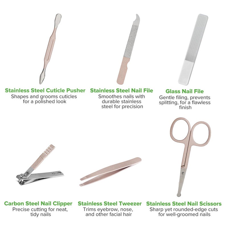 haakaa Baby Nail Clippers, 6-in-1 Baby Nail Care Kit with PU Storage Case, Nail Scissor, Cuticle Pusher, 2 Nail Files, Nail Clipper & Tweezer, Baby Manicure Set for Babies, White - Image 4