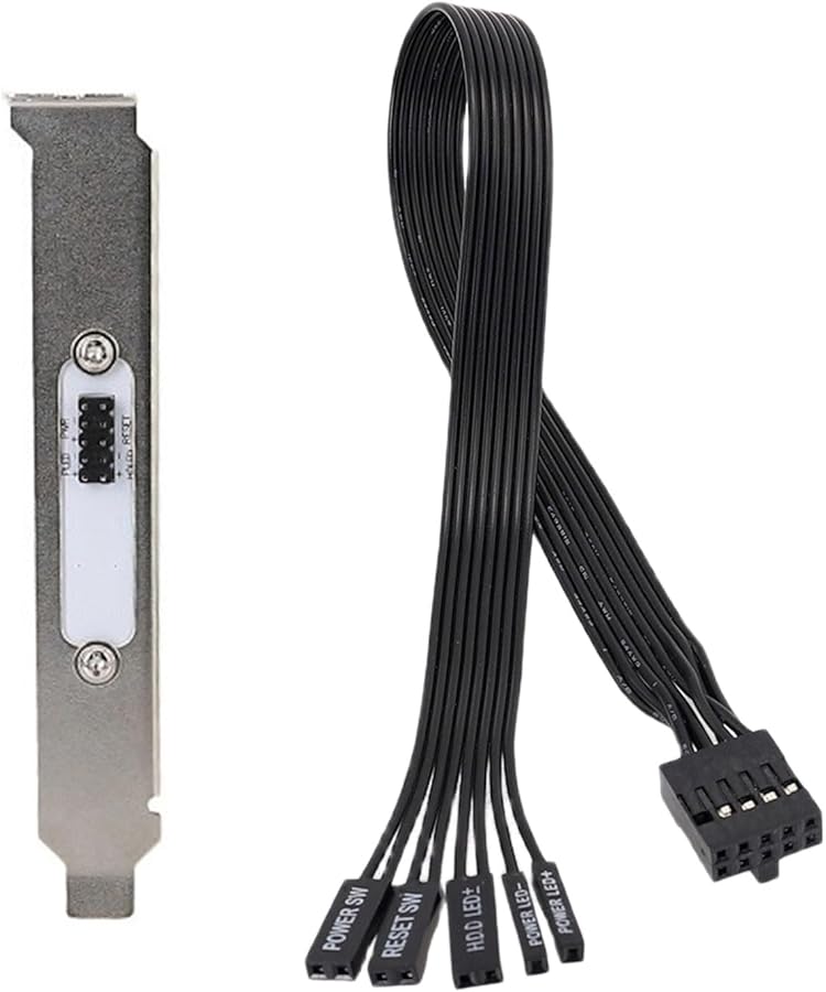 Black PC External Power Switch Extension Cord Metal Mounting Bracket for Case Modifications - Image 1