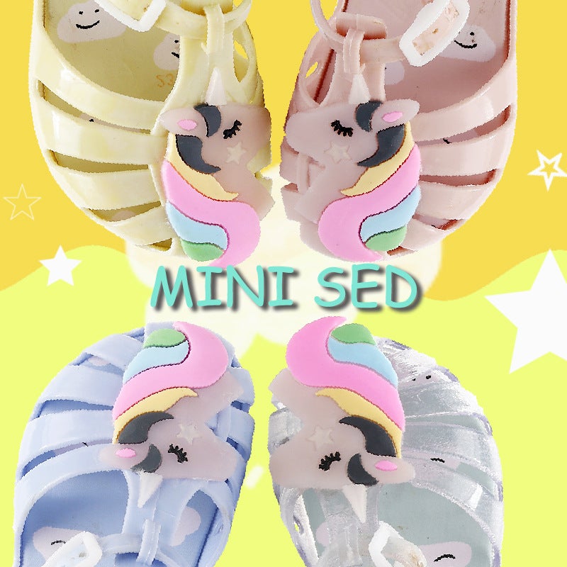 Mini sed2022 Summer New Unicorn Jelly Children''s Shoes in stock Free Hair Lazada Shrimp Wish - Image 1
