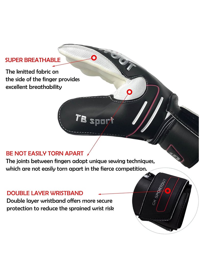 Sportout قفازات حارس المرمى للشباب والبالغين من سبورت آوت، قبضة قوية لأصعب التصديات، مع دعامات أصابع لتوفير حماية رائعة لمنع الإصابات، 3 ألوان (أسود، 9) - Image 4
