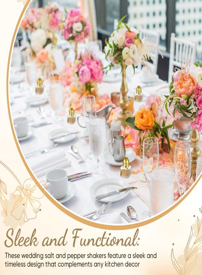 Uiifan 24 Pcs 0.5 oz Cube Shape Small Salt and Pepper Shakers with Gold Tone Tops Clear Mini Glass Seasoning Jars Spice Salt Shakers with Funnel for Gold Wedding Party Home Restaurant Kitchen Travel - Image 4