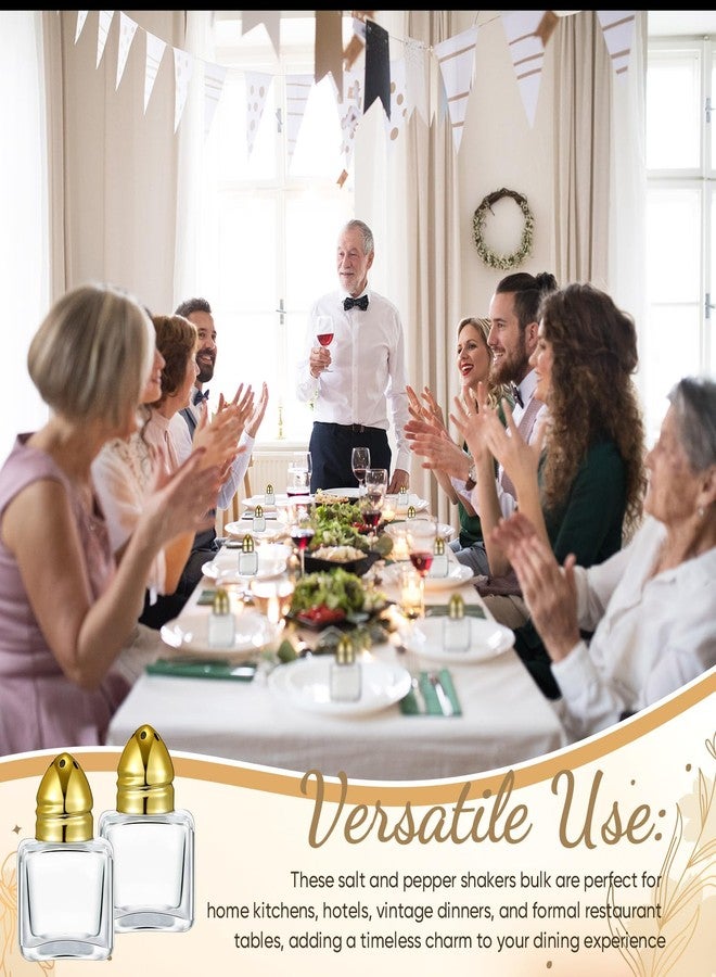 Uiifan 24 Pcs 0.5 oz Cube Shape Small Salt and Pepper Shakers with Gold Tone Tops Clear Mini Glass Seasoning Jars Spice Salt Shakers with Funnel for Gold Wedding Party Home Restaurant Kitchen Travel - Image 5