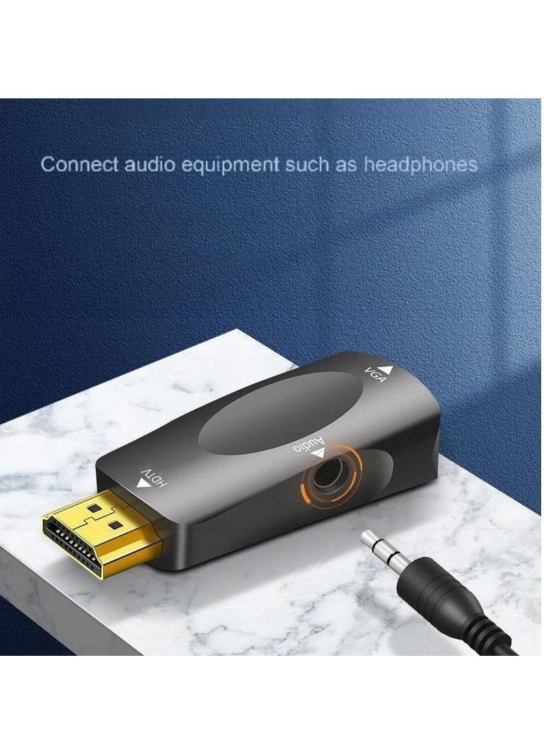 ماركة غير محددة محول HDMI ذكر إلى VGA أنثى مع دعم الصوت - محول فيديو بدقة 1080 بكسل لأجهزة الكمبيوتر المحمول والكمبيوتر الشخصي وصندوق التلفزيون ووحدة التحكم في الألعاب إلى شاشة VGA وجهاز العرض والتلفزيون - مزامنة الصوت والفيديو، التوصيل والتشغيل، أسود، كابل متضمن  - Image 4