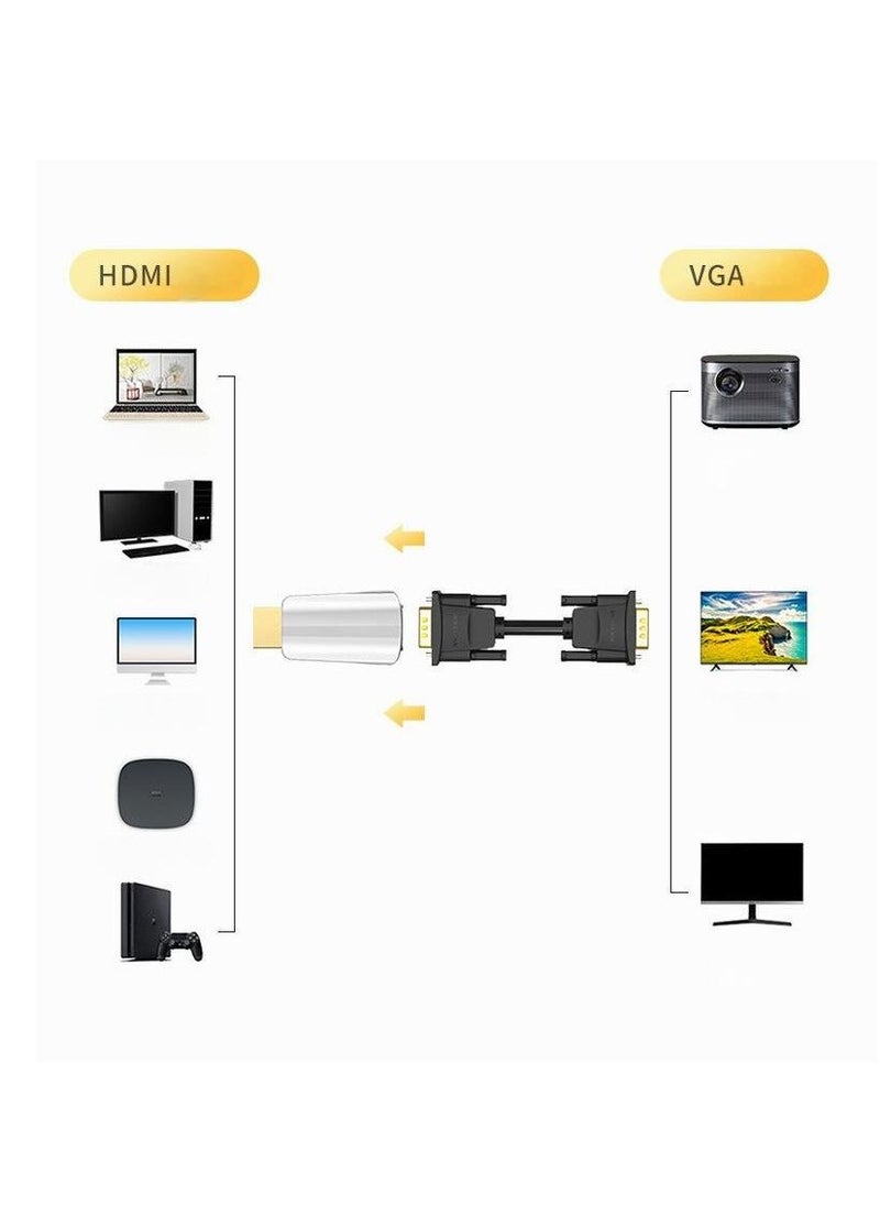 ماركة غير محددة - محول HDMI ذكر إلى VGA أنثى مع دعم الصوت - محول فيديو بدقة 1080 بكسل لأجهزة الكمبيوتر المحمول والكمبيوتر الشخصي وصندوق التلفزيون ووحدة التحكم في الألعاب إلى شاشة VGA وجهاز العرض والتلفزيون - مزامنة الصوت والفيديو، التوصيل والتشغيل، أسود، كابل متضمن - Image 1