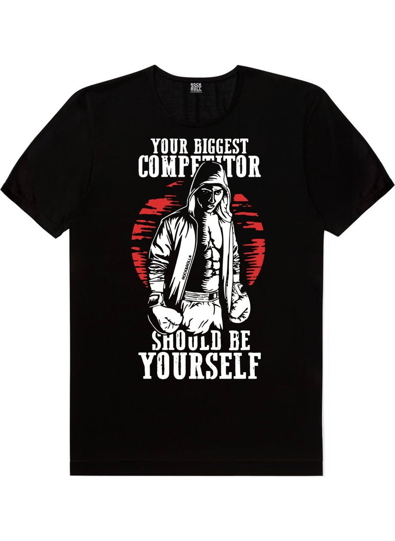 Rock&Roll - Unrivaled Boxer Black Short Sleeve Men's T-Shirt - Image 1