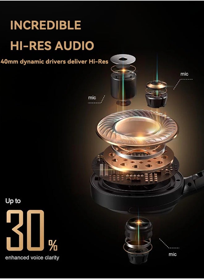 EL-GT1 Hybrid active noise-cancelling headphones, 125 hours of playback time, Bluetooth wireless/wired connection mode, fast charging, suitable for MAC, PC, Android,iphone, Windows and all compatible devices with Bluetooth