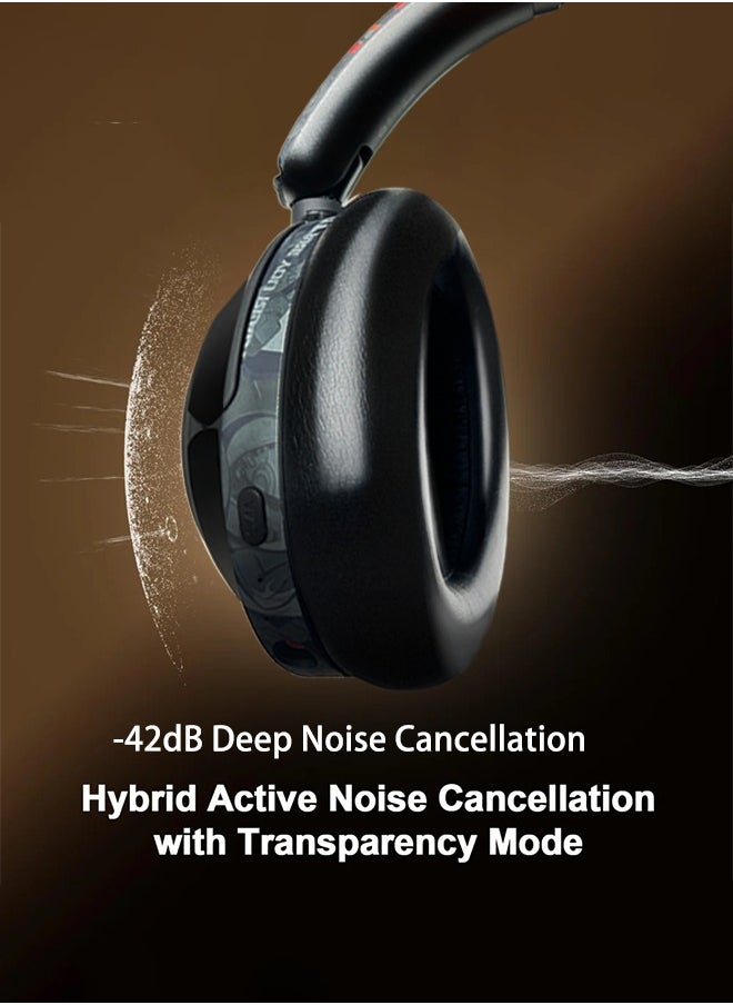 EL-GT1 Hybrid active noise-cancelling headphones, 125 hours of playback time, Bluetooth wireless/wired connection mode, fast charging, suitable for MAC, PC, Android,iphone, Windows and all compatible devices with Bluetooth