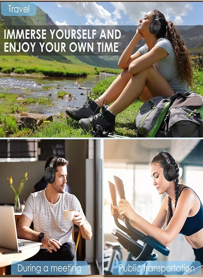 EL-GT1 Hybrid active noise-cancelling headphones, 125 hours of playback time, Bluetooth wireless/wired connection mode, fast charging, suitable for MAC, PC, Android,iphone, Windows and all compatible devices with Bluetooth