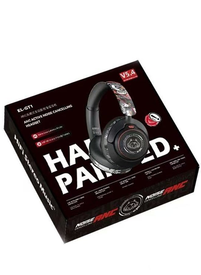 EL-GT1 Hybrid active noise-cancelling headphones, 125 hours of playback time, Bluetooth wireless/wired connection mode, fast charging, suitable for MAC, PC, Android,iphone, Windows and all compatible devices with Bluetooth