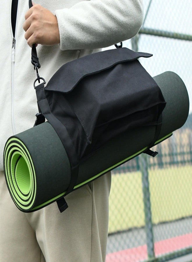 LUEXBOX Yoga Mat Bag with Liner Partition Storage Pockets, Oxford Cloth Yoga Pat Carrier with Large Zipper Pocket, Adjustable Shoulder Strap Yoga Rug Carrying Bag for Women (Black) - Image 1