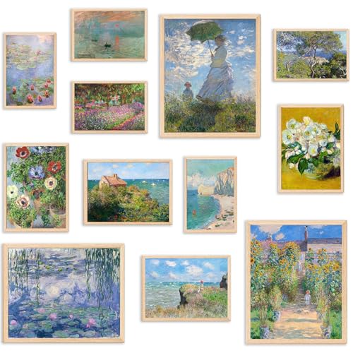 KBKBART Claude Monet Eclectic Wall Art, Monet Prints for Wall Decor, Eclectic Home Decor Canvas Impressionist Painting, Monet Water Lilies Exhibition Poster for Room Aesthetic, Classic Monet Gallery Art Prints Maximalist Decor - UNFRAMED - Image 1