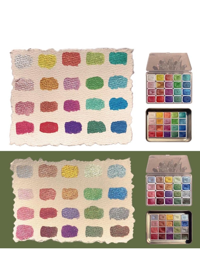 Watercolor Paint Set 20 Colors, Glitter Watercolour Solid Paint Box, 20 Colors Watercolor Painting Set Metallic for Kids, Adults, Beginners, Artists Painting, Artists and Hobbyists (#1(1ml)) - Image 5