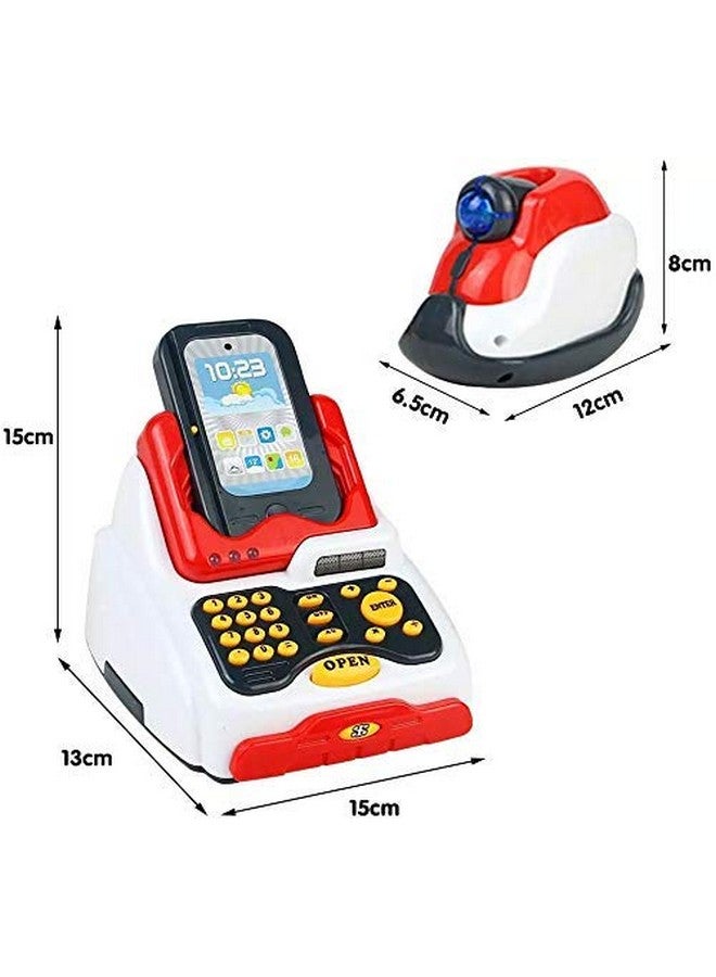 فيماس كواليتي لعبة تسجيل نقدي للأطفال مع ماسح ضوئي للدفع، ومجموعة لعب للتسوق لشراء الطعام والمال (عبوة من مجموعة واحدة) - Image 3