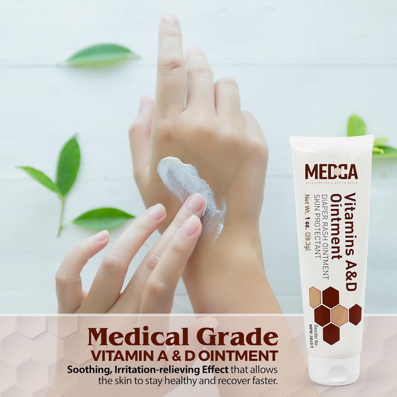 MEDca Vitamin A  D Diaper Rash Ointment Protectant Cream for Sensitive Baby Skin  Lanolin  Petrolatum Formula DryCracked HandsFeetFace Skin 1oz Tube Pack of 6 - Image 3
