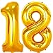 Jonhamwelbor 18 Number Balloons Gold Big Giant Jumbo Number 18 Foil Mylar Balloons 18th Birthday Balloons 18 Anniversary Events Decorations Supplies for Boy Girl Women Men - Image 4