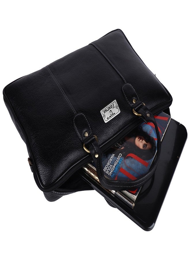 TAURUS Genuin Leather 16 Inch Laptop Messenger Bag For Office Use (BLACK) - Image 5
