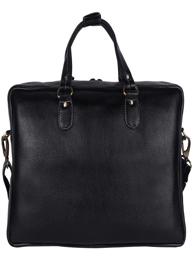 TAURUS Genuin Leather 16 Inch Laptop Messenger Bag For Office Use (BLACK) - Image 2