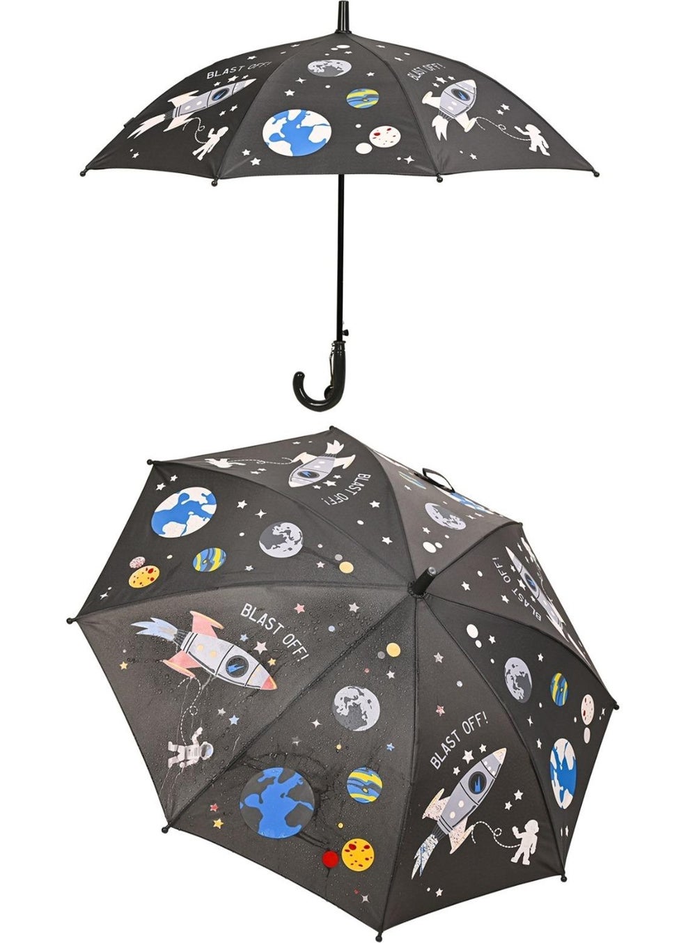 Magic Umbrella Patterned Children's Umbrella That Gets Colorful When It Gets Wet in the Rain 8-Wire Umbrella with Cane