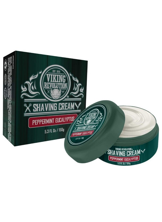 Viking Revolution Luxury Shaving Cream Peppermint & Eucalyptus Scent Soft, Smooth & Silky Shaving Soap Rich Lather For The Smoothest Shave 5.3Oz  - Image 4