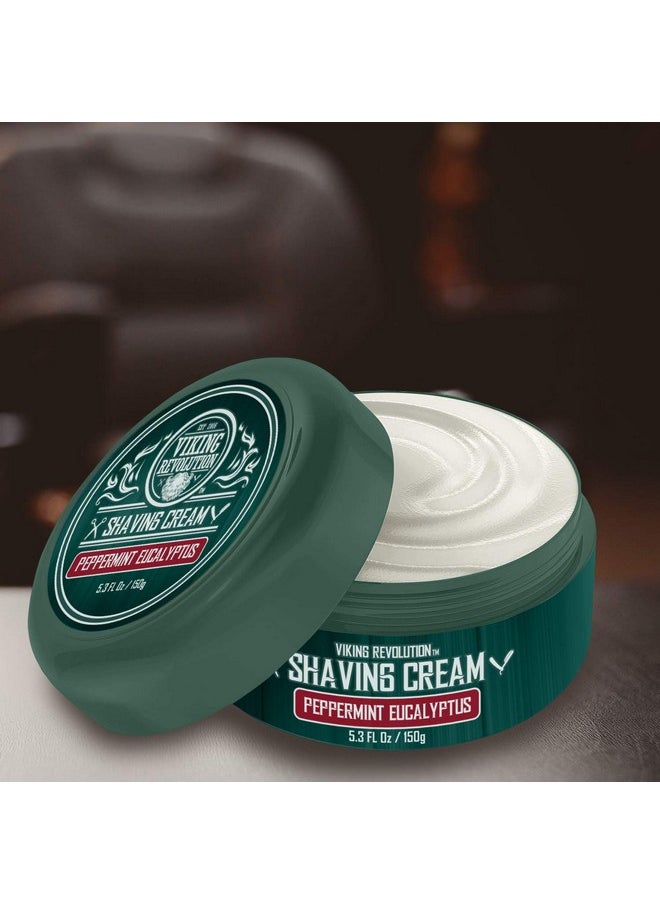 Viking Revolution Luxury Shaving Cream Peppermint & Eucalyptus Scent Soft, Smooth & Silky Shaving Soap Rich Lather For The Smoothest Shave 5.3Oz  - Image 3