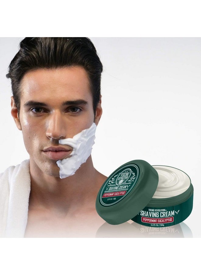 Viking Revolution Luxury Shaving Cream Peppermint & Eucalyptus Scent Soft, Smooth & Silky Shaving Soap Rich Lather For The Smoothest Shave 5.3Oz  - Image 2