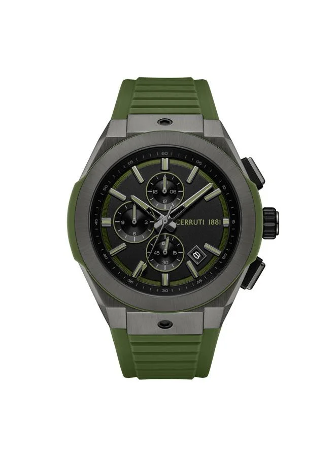 شيروتي 1881 Ruscello 48mm Black Dial Silicone Strap Multifunction Watch For Men