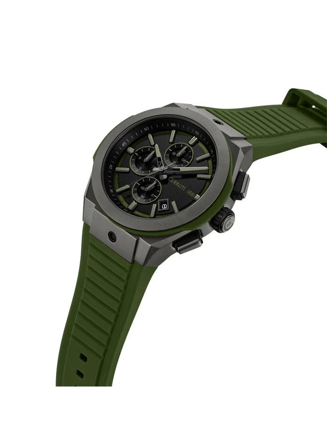 شيروتي 1881 Ruscello 48mm Black Dial Silicone Strap Multifunction Watch For Men