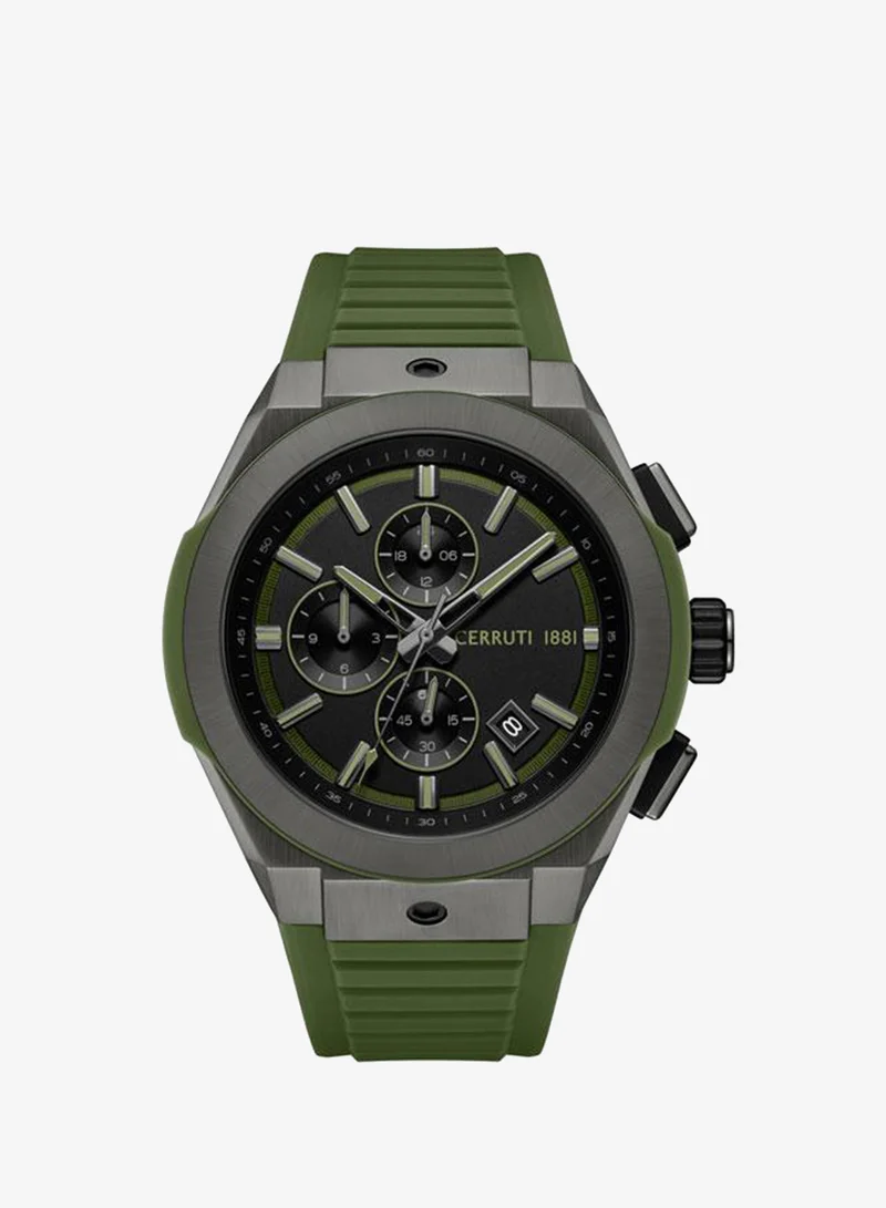 شيروتي 1881 Ruscello 48mm Black Dial Silicone Strap Multifunction Watch For Men