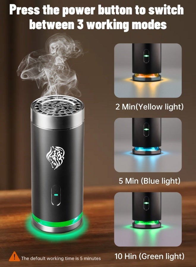 Equantu New Style Electric Bakhoor Burner, Car Portable Incense Burner, USB Type-C Rechargeable Small Bakhoor Burner, Arabic Aroma Diffuser for Office Home - Black - Image 3