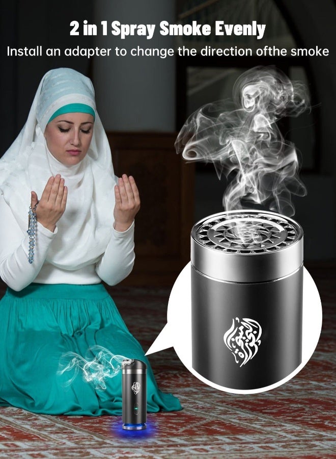 Equantu New Style Electric Bakhoor Burner, Car Portable Incense Burner, USB Type-C Rechargeable Small Bakhoor Burner, Arabic Aroma Diffuser for Office Home - Black - Image 5