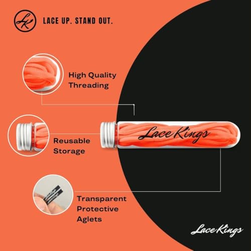 Lace Kings رباط أحذية كينغز الدائري (برتقالي نيون - 36 بوصة) - Image 2