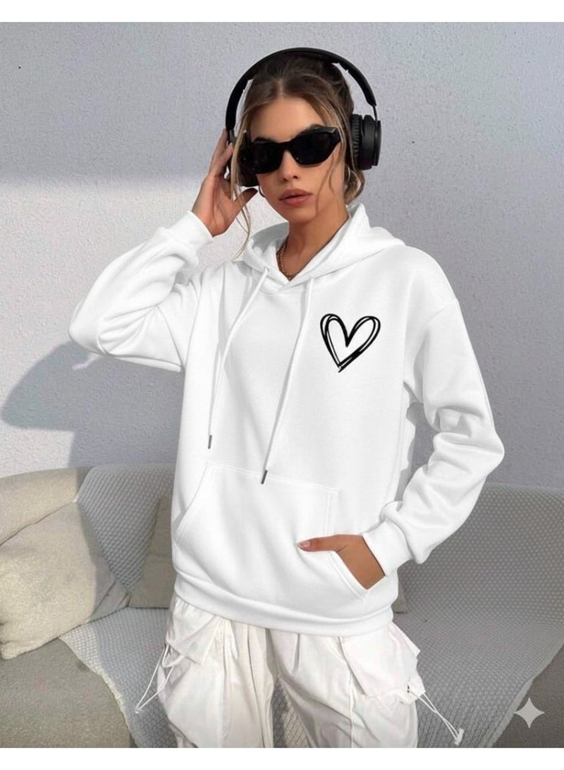 Stylish girls' hoodie, attractive women's sweatshirt, trendy design with a heart print on the front. Add a touch of elegance and charm to your look code 4026. - Image 3
