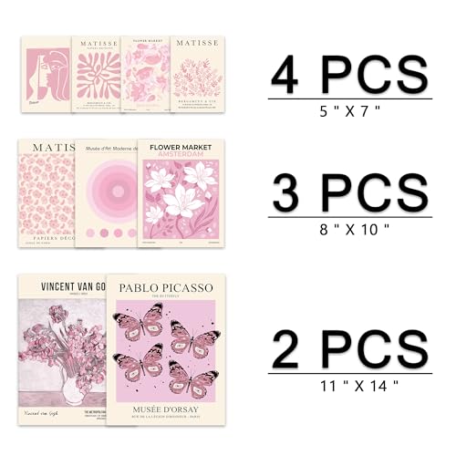 KONGSY Pink Wall Art Prints Set of 9, Abstract Matisse Exhibition Posters, Pink Wall Decor, Aesthetic Pictures Room Decor for Teen Girls Dorm, Bedroom - Image 2