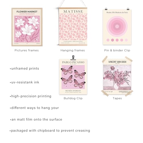 KONGSY Pink Wall Art Prints Set of 9, Abstract Matisse Exhibition Posters, Pink Wall Decor, Aesthetic Pictures Room Decor for Teen Girls Dorm, Bedroom - Image 3