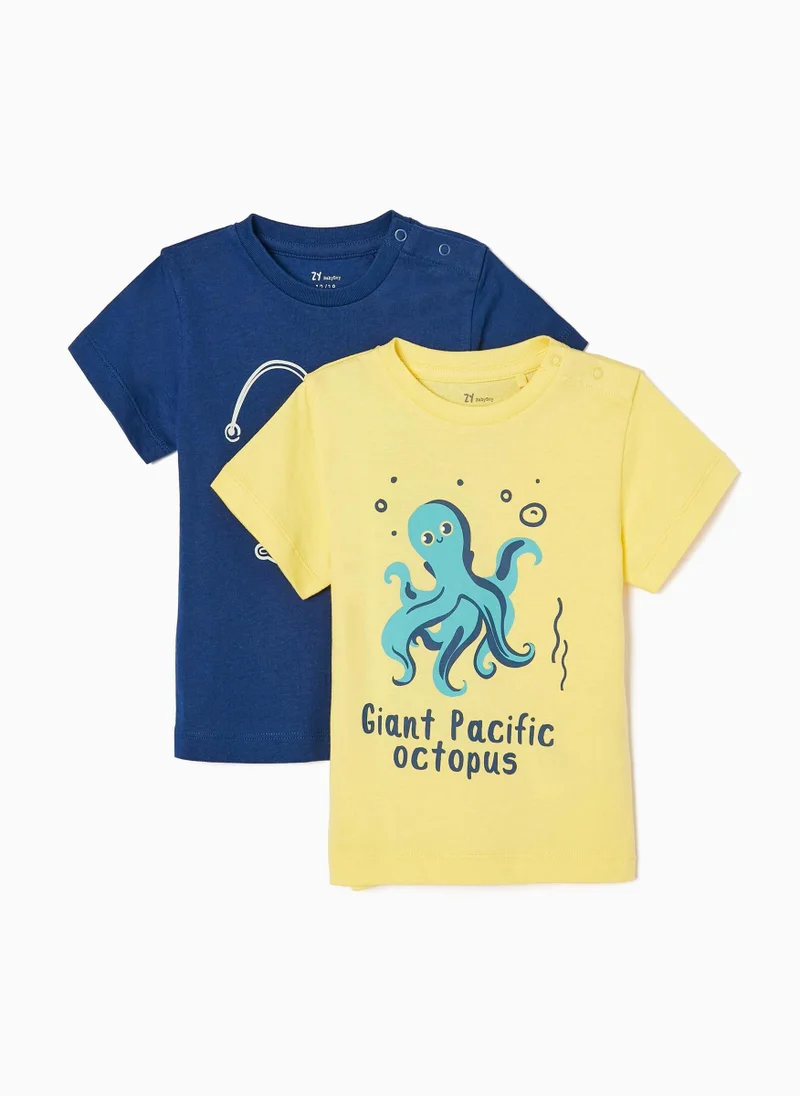 زيبي 2 Pack Cotton T-shirts for Baby Boys 'Octopus & Monkfish'