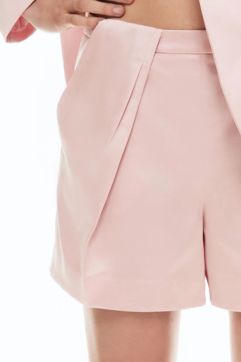 H&M Pleat-detail satin shorts